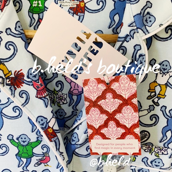 Roller Rabbit Greenwich Monkey Polo Pajamas in Blue Monkey Size XS Brand New NWT - Picture 4 of 16